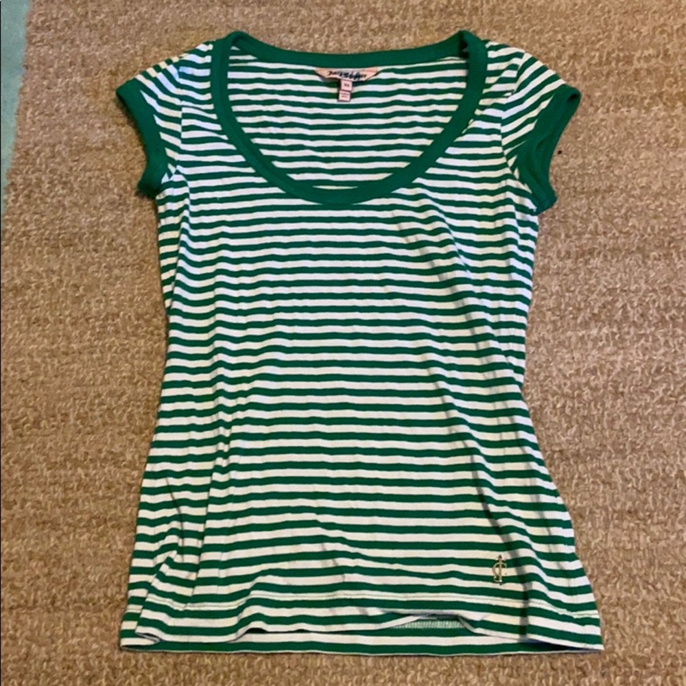 vintage juicy couture green striped short sleeve